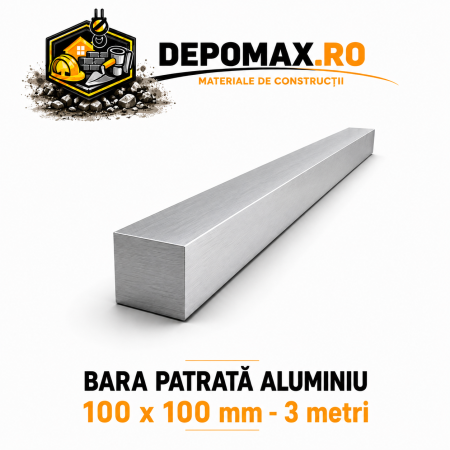 Bara patrata aluminiu 100 x 100 mm, 3 metri, EN AW-6082